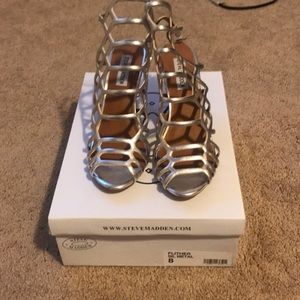 Steve Madden Silver Gladiator Heel